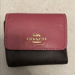 Coach Two-Tone Pink-Brown-Black Compact Wallet